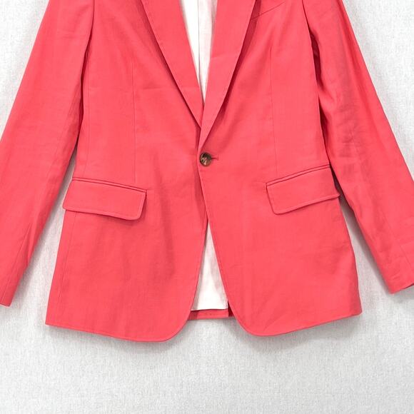 ALC Donovan Linen Blend Blazer Womens 00 Dark Grapefruit Coral Classic Office - Picture 6 of 16